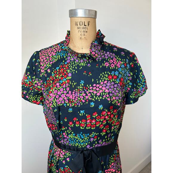 Richard Kaplan Vintage Floral Dress with Ruffles & Bow size XS - Picture 4 of 7